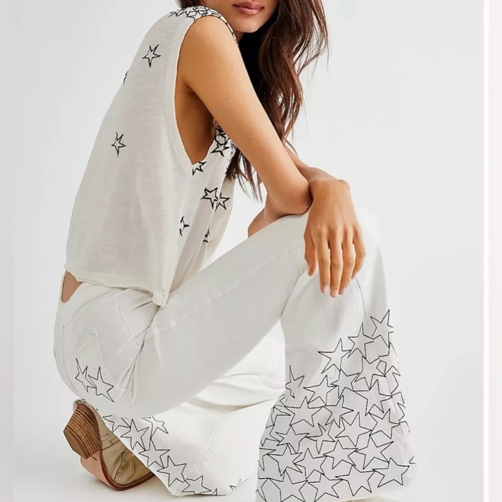 Free People x Zandra Rhodes Just Float On Flare Jeans, Sz 33 NWOT